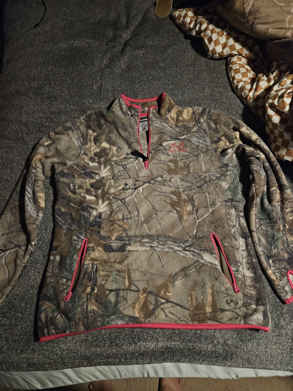 Realtree Camo Quarter-Zip Pullover with Pink Accents